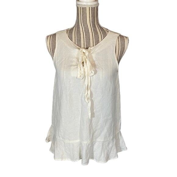 Ann Taylor White Lace Up Sleeveless Blouse Women Sz SP - Picture 1 of 7